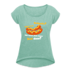 Jibbet Brühpulla - Frauen T-Shirt mit gerollten Ärmeln - Minze meliert