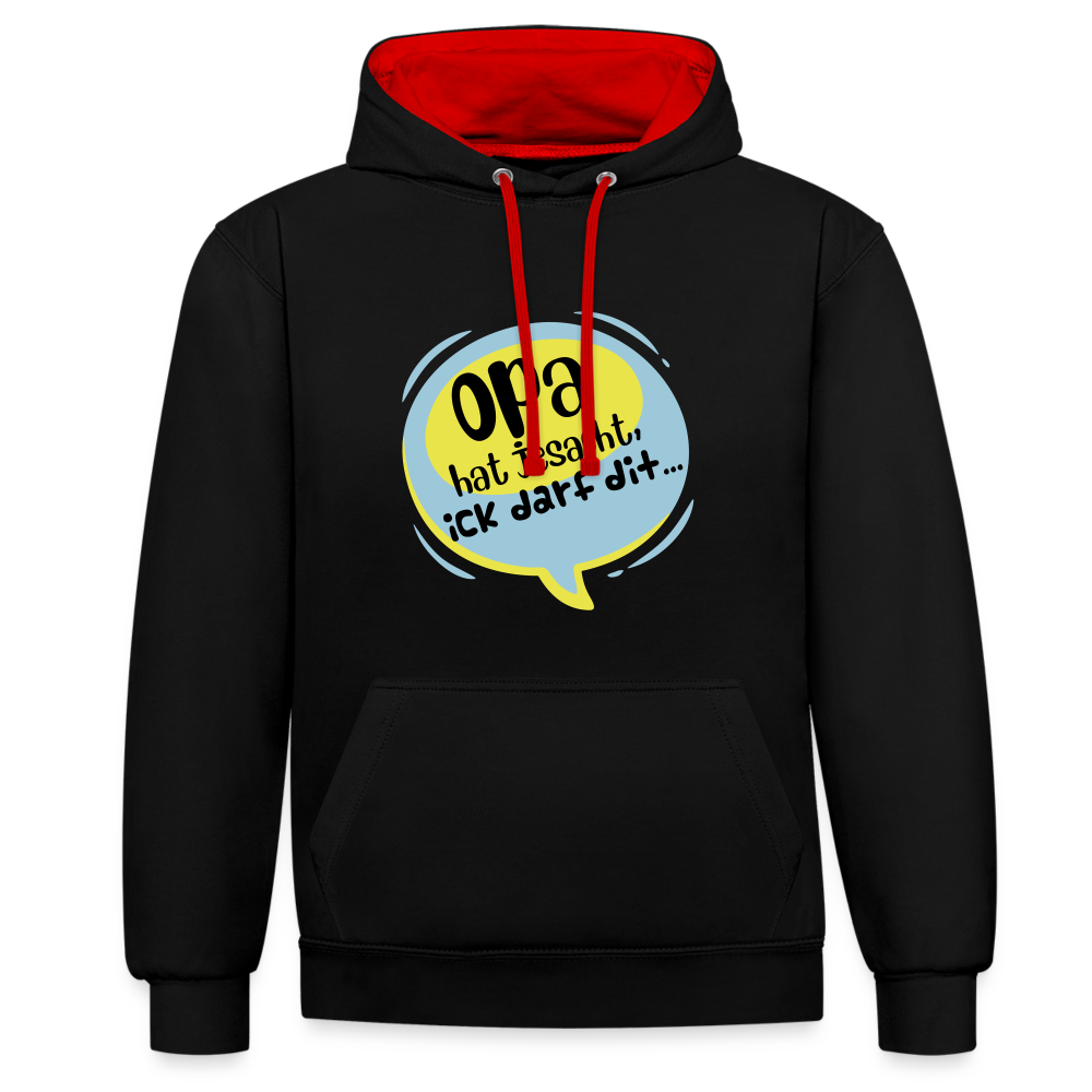 Ick darf dit! - Kontrast Hoodie - Schwarz/Rot