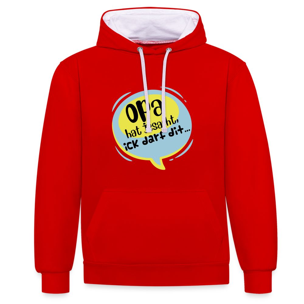 Ick darf dit! - Kontrast Hoodie - Rot/Weiß