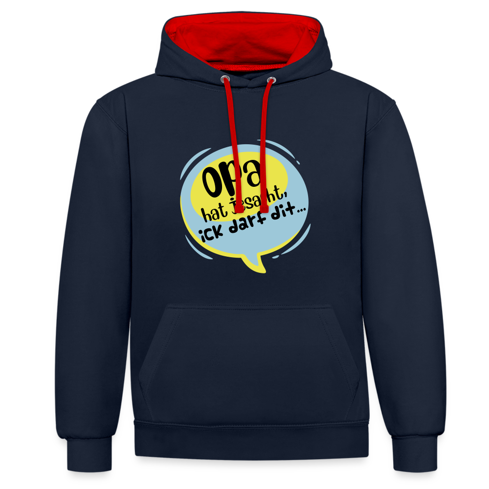 Ick darf dit! - Kontrast Hoodie - Navy/Rot