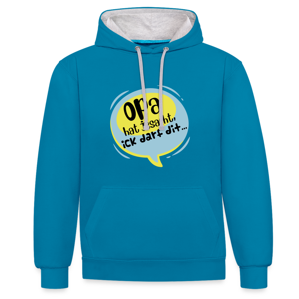 Ick darf dit! - Kontrast Hoodie - Pfauenblau/Grau meliert