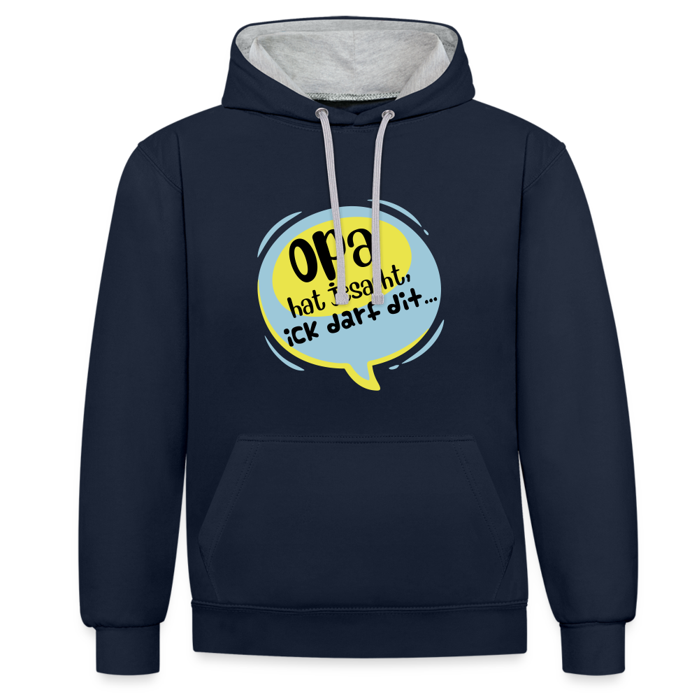 Ick darf dit! - Kontrast Hoodie - Navy/Grau meliert