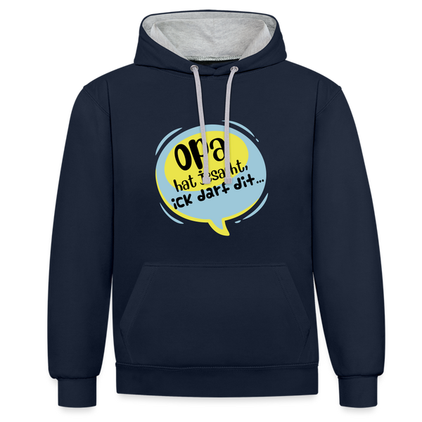 Ick darf dit! - Kontrast Hoodie - Navy/Grau meliert