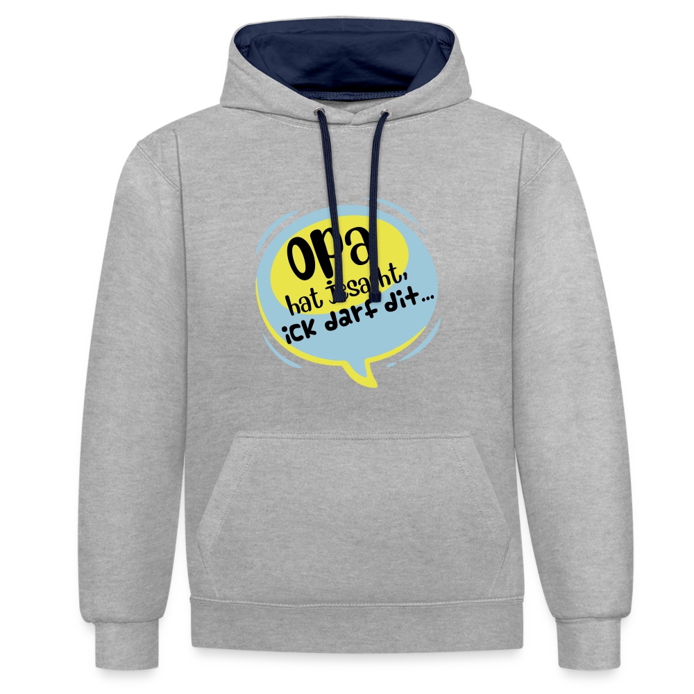 Ick darf dit! - Kontrast Hoodie - Grau meliert/Navy