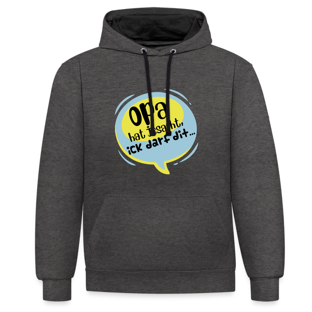 Ick darf dit! - Kontrast Hoodie - Anthrazit/Schwarz