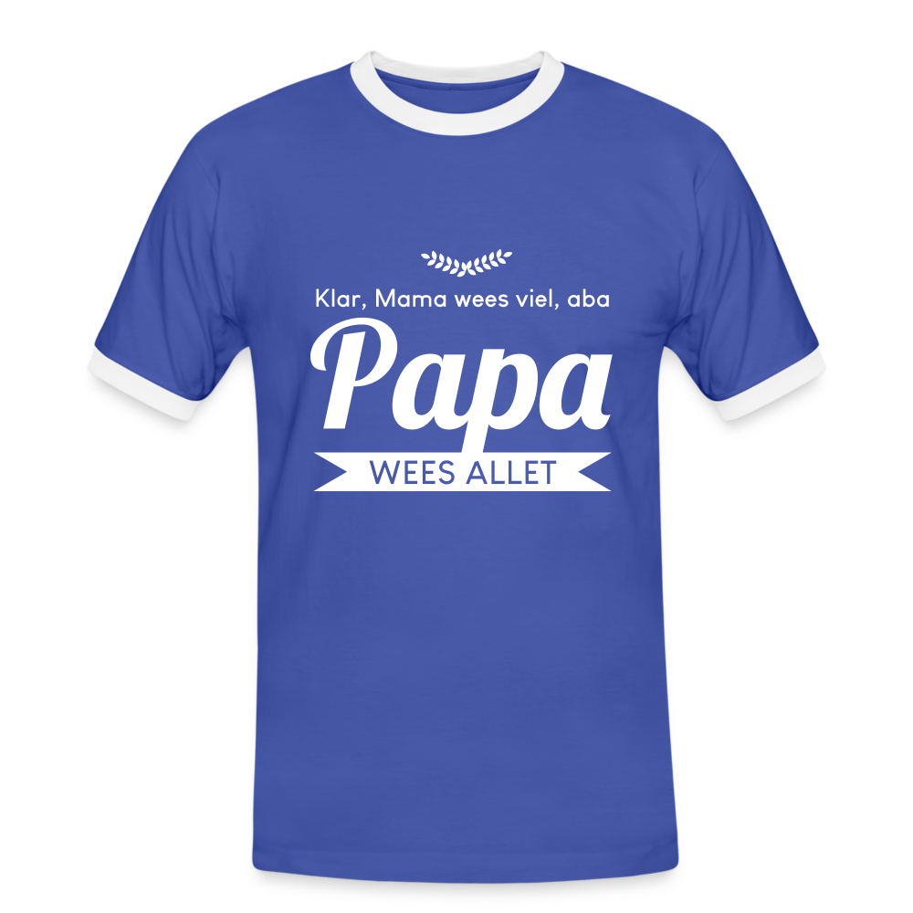 Opa wees allet - Männer Ringer T-Shirt - Blau/Weiß