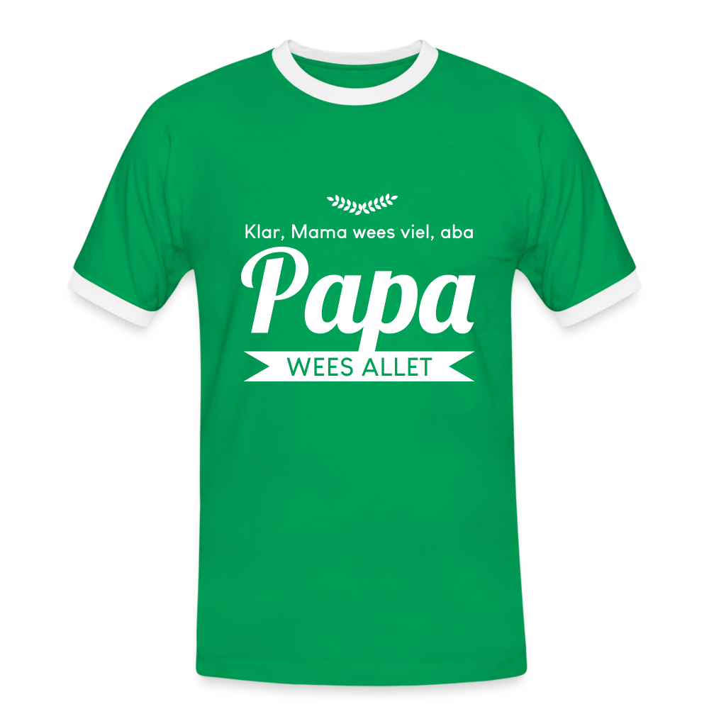 Opa wees allet - Männer Ringer T-Shirt - Kelly Green/Weiß