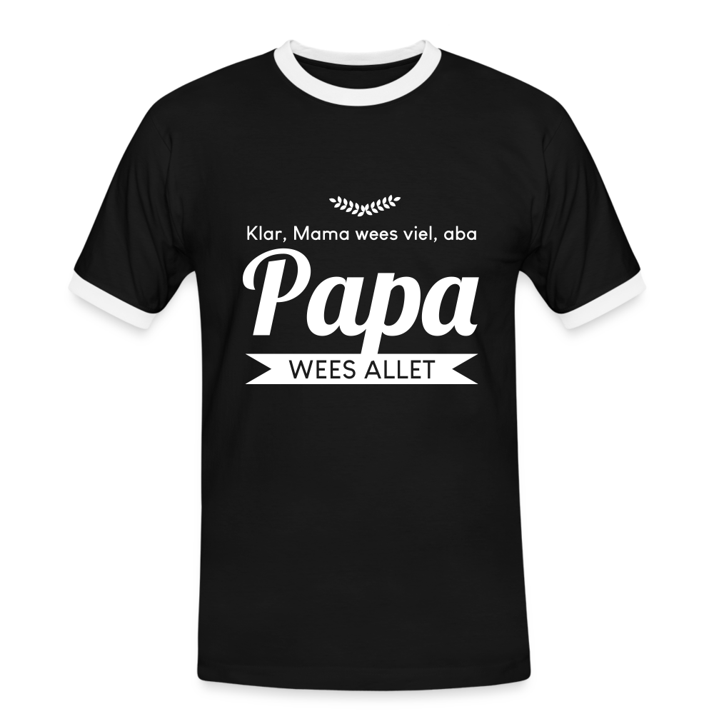 Opa wees allet - Männer Ringer T-Shirt - Schwarz/Weiß