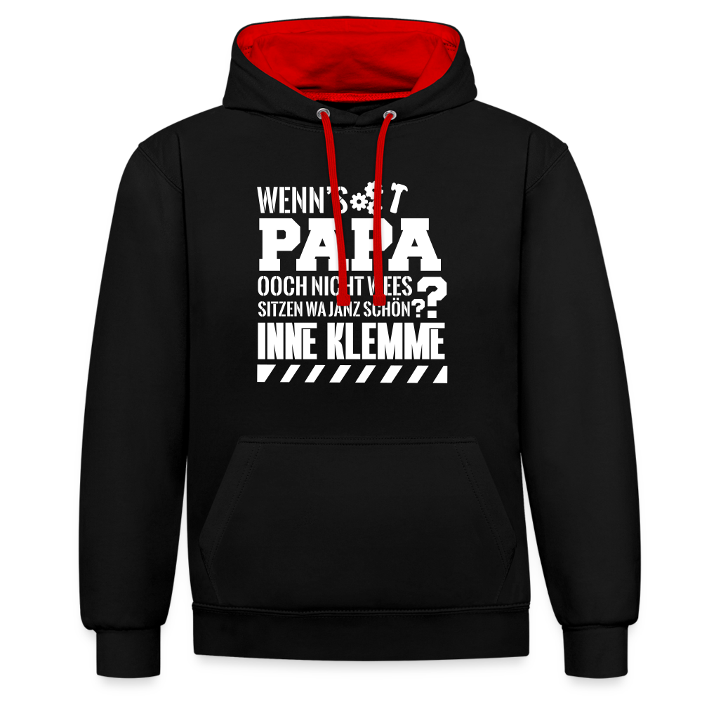 Wenn's Papa - Kontrast Hoodie - Schwarz/Rot