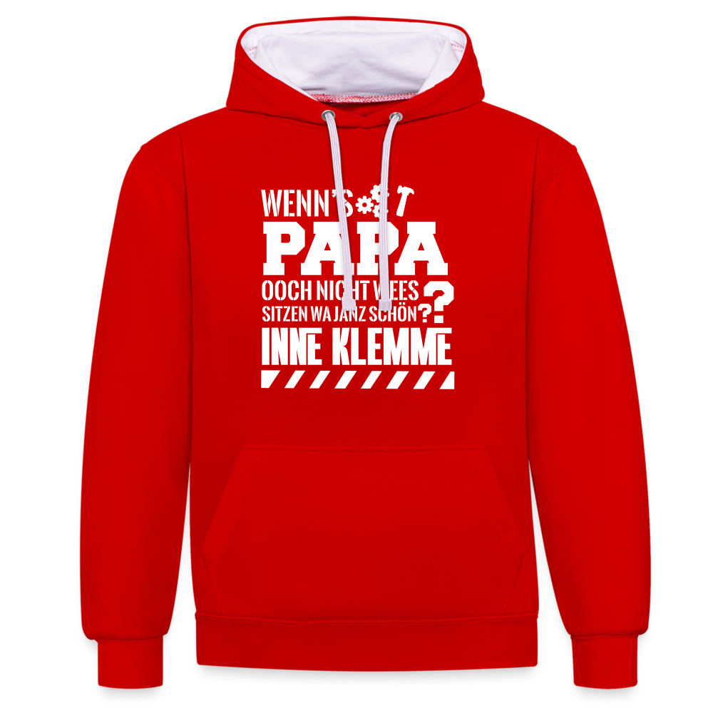 Wenn's Papa - Kontrast Hoodie - Rot/Weiß