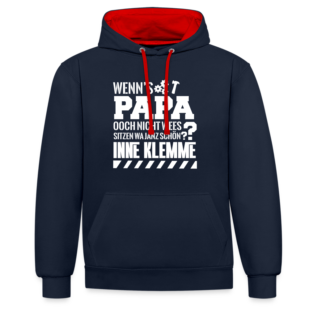 Wenn's Papa - Kontrast Hoodie - Navy/Rot