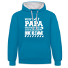 Wenn's Papa - Kontrast Hoodie - Pfauenblau/Grau meliert