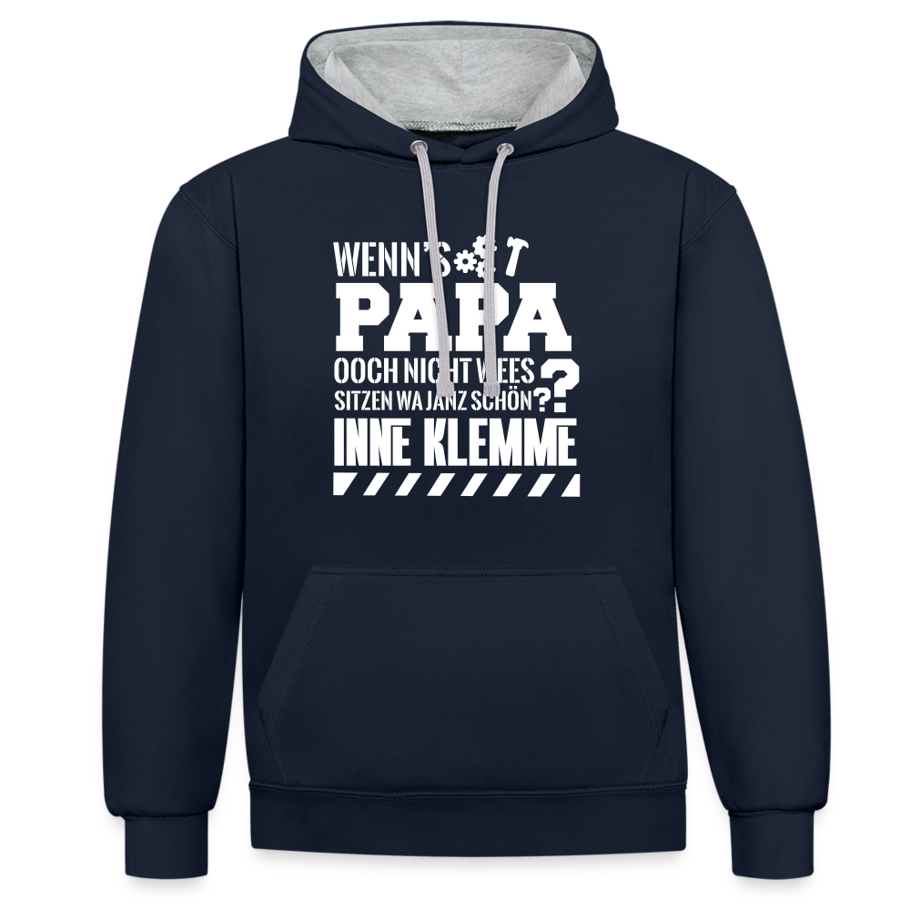 Wenn's Papa - Kontrast Hoodie - Navy/Grau meliert