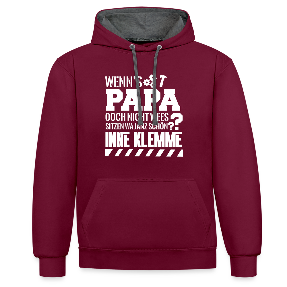 Wenn's Papa - Kontrast Hoodie - Weinrot/Anthrazit