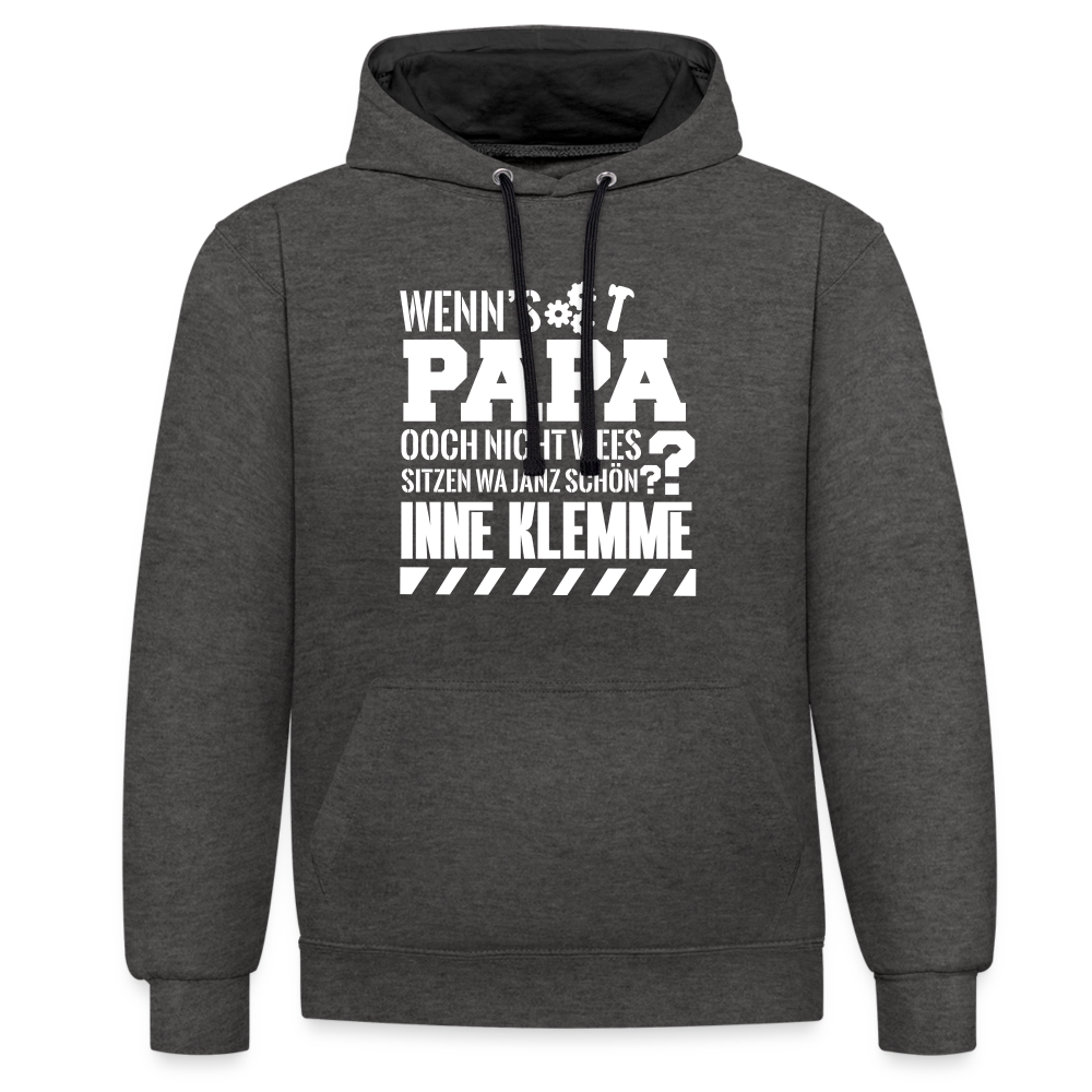 Wenn's Papa - Kontrast Hoodie - Anthrazit/Schwarz