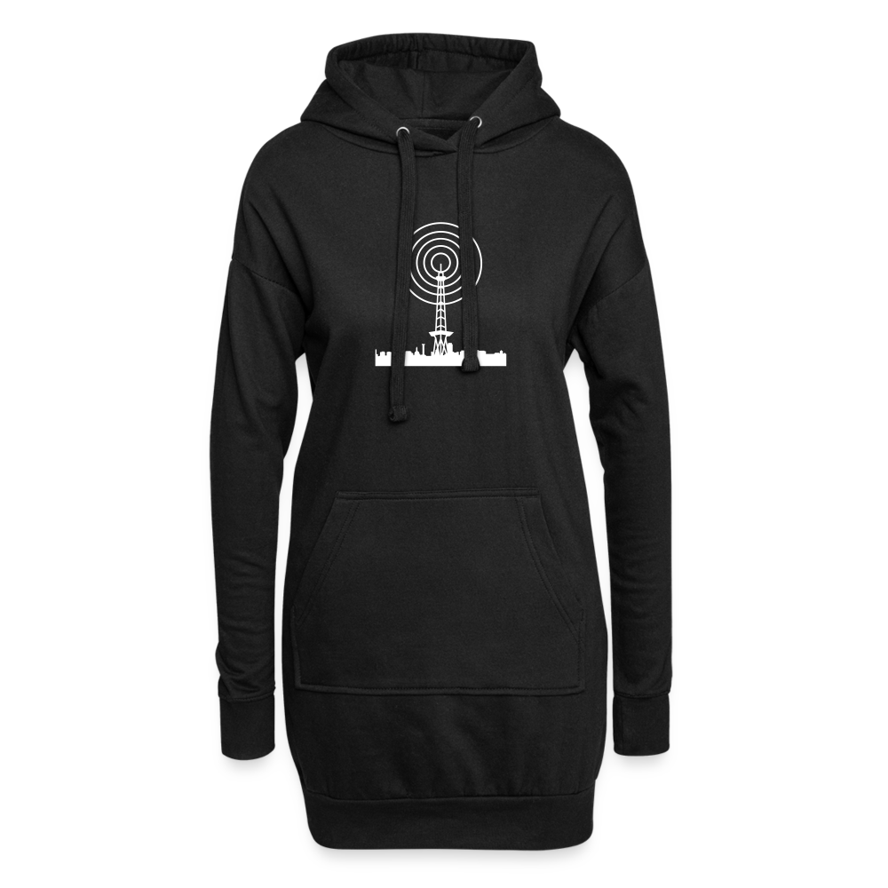 Funkturm im Fokus - Hoodie-Kleid - Schwarz