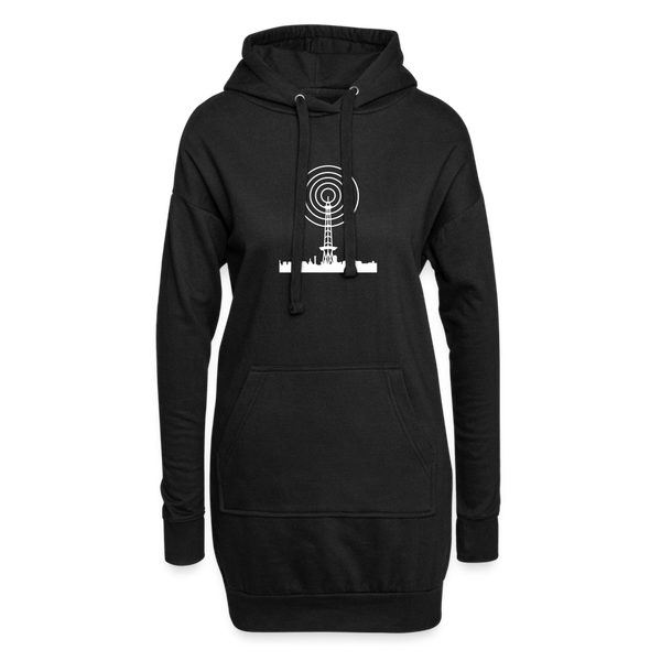 Funkturm im Fokus - Hoodie-Kleid - Schwarz
