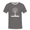 Funkturm im Fokus - Männer Ringer T-Shirt - Dunkelgrau/Weiß