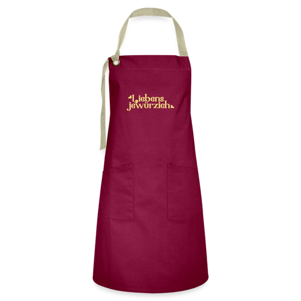 Liebensjewürzich - Kontrastschürze - Burgunderrot / Sandfarben
