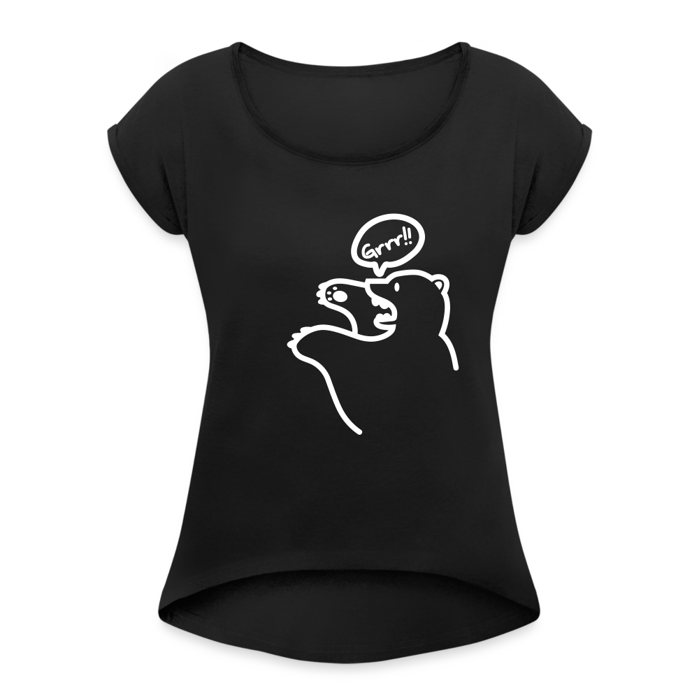 Böser Berliner Bär - Frauen T-Shirt mit gerollten Ärmeln - Schwarz
