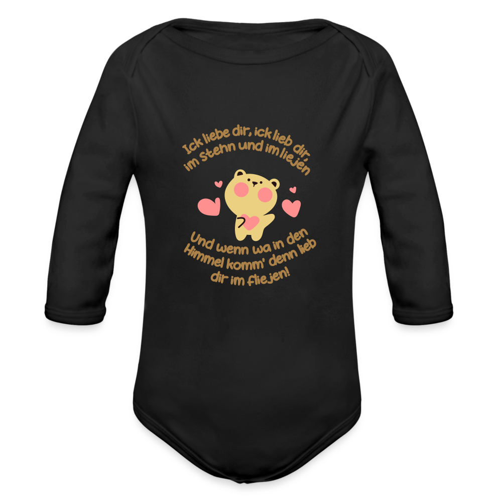 Im Stehn und im Liejen! - Bio-Langarmbody - Schwarz