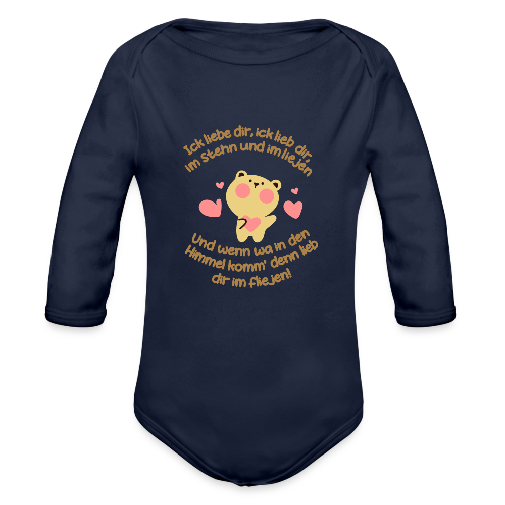 Im Stehn und im Liejen! - Bio-Langarmbody - Dunkelnavy