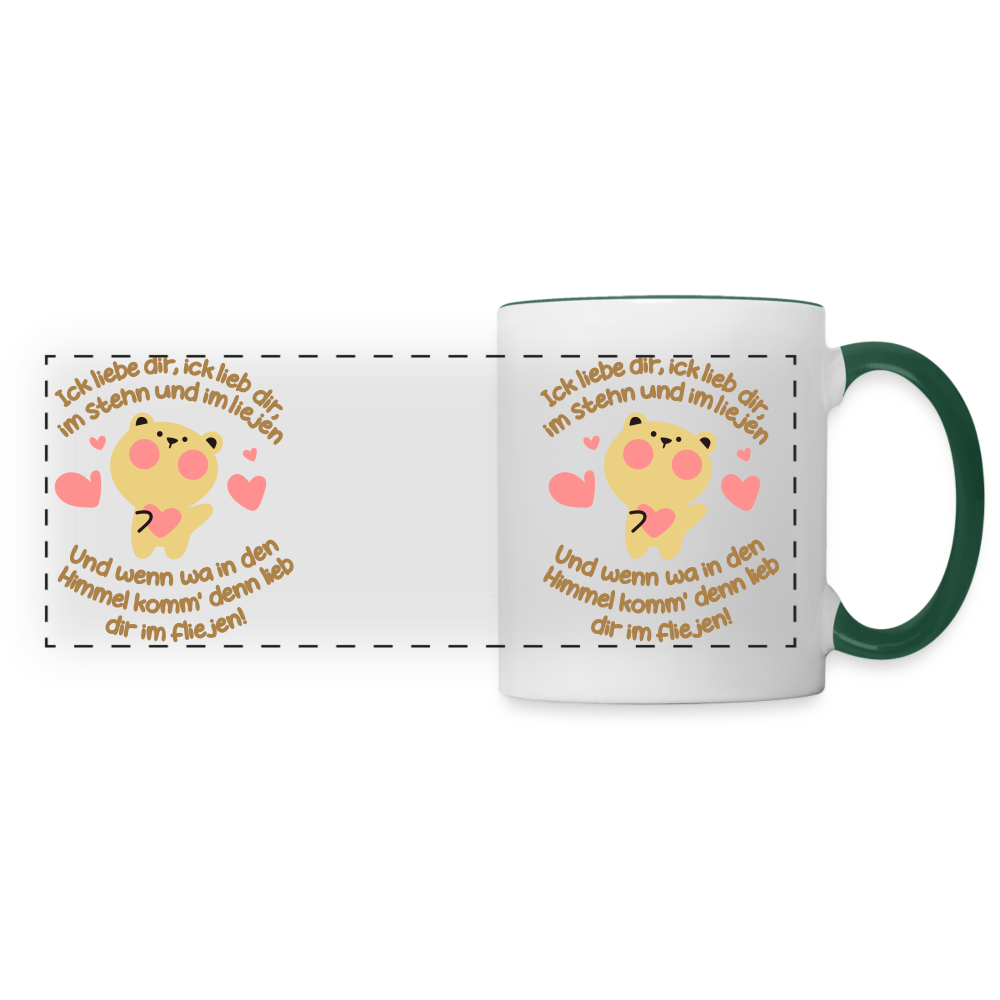 Im Stehn und im Liejen! - Tasse zweifarbig - Weiß/Dunkelgrün