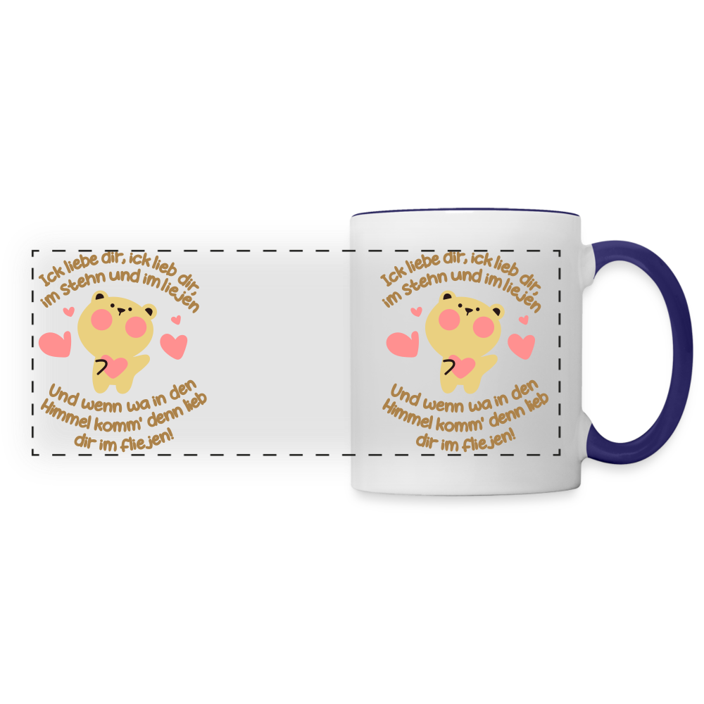 Im Stehn und im Liejen! - Tasse zweifarbig - Weiß/Kobaltblau