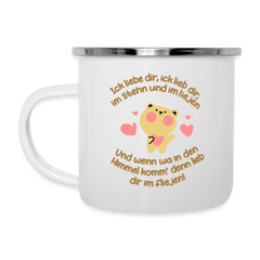 Im Stehn und im Liejen! - Emaille Tasse
