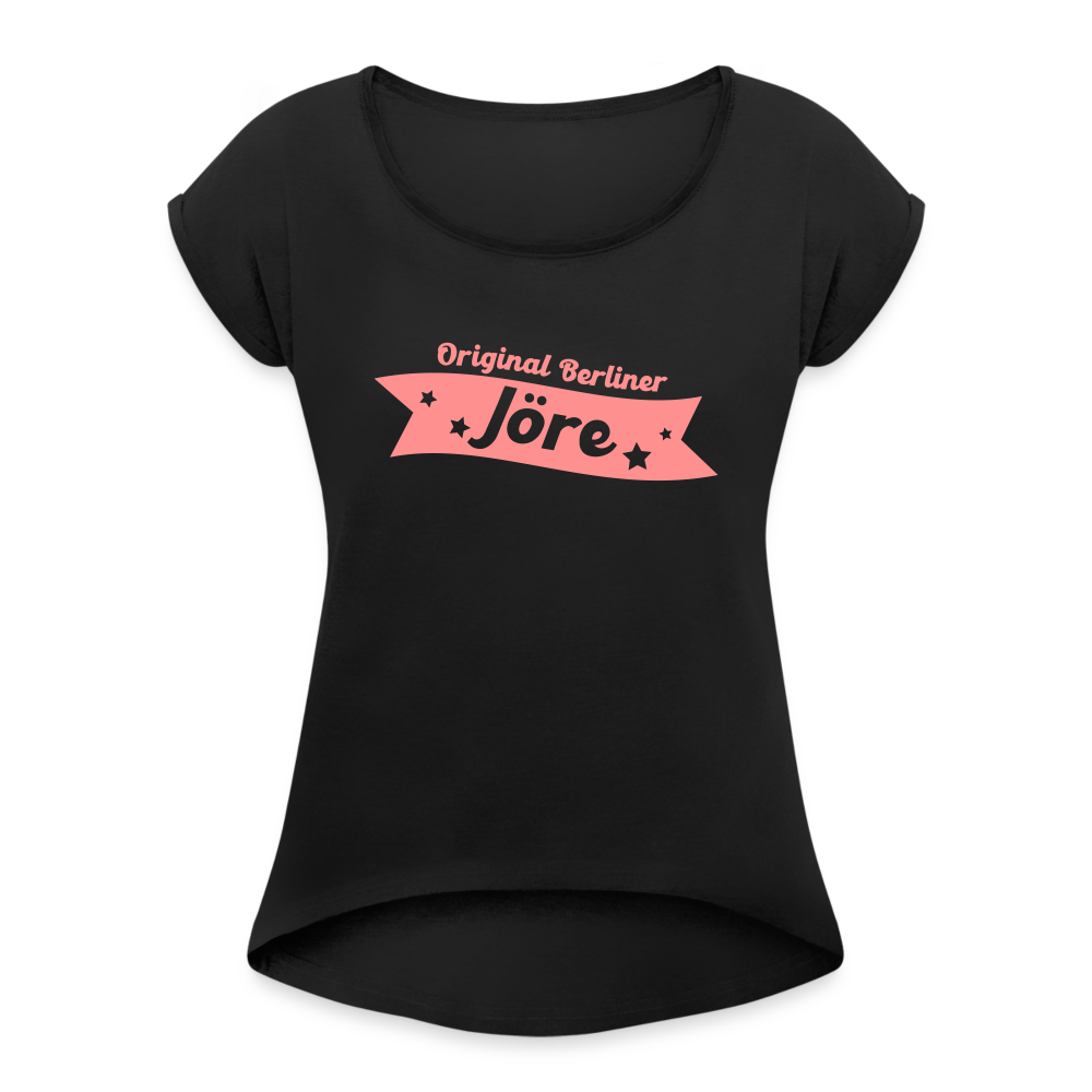 Berliner Jöre - Frauen T-Shirt mit gerollten Ärmeln - Schwarz