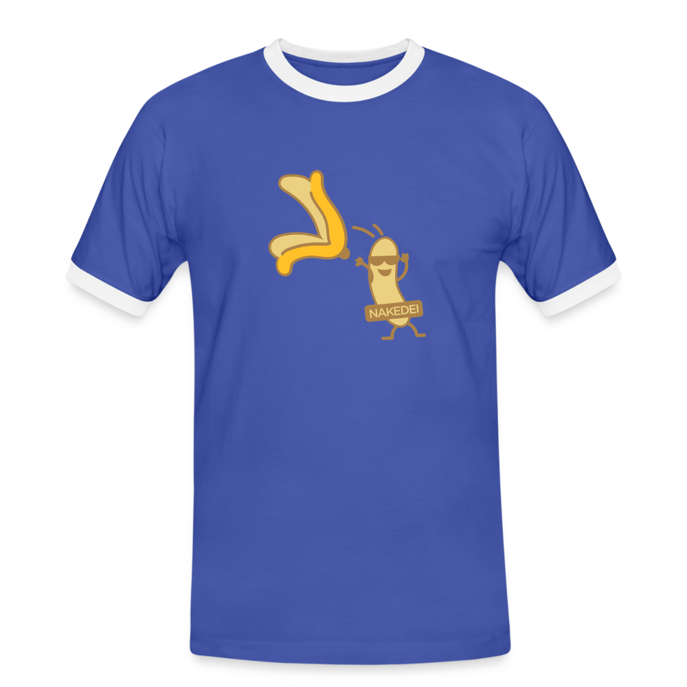 Nakedei - Männer Ringer T-Shirt - Blau/Weiß