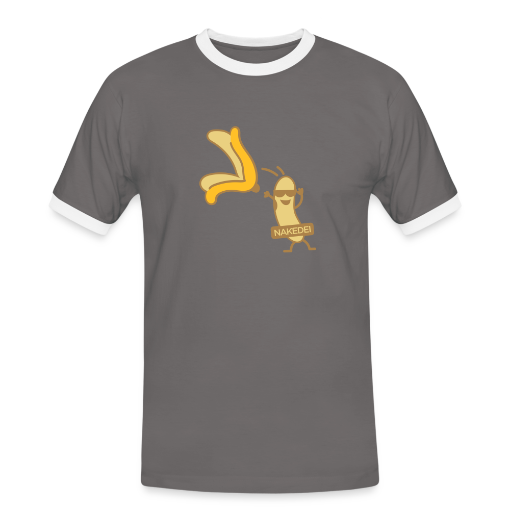 Nakedei - Männer Ringer T-Shirt - Dunkelgrau/Weiß