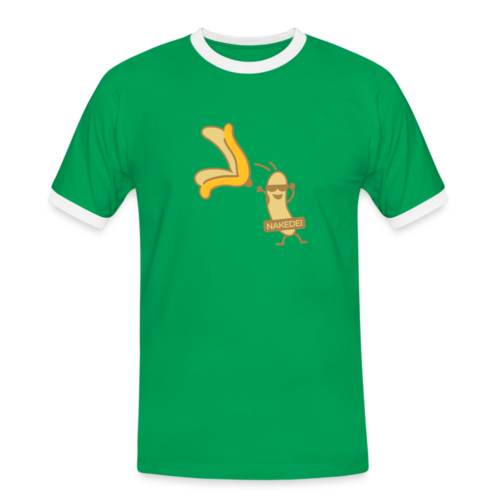 Nakedei - Männer Ringer T-Shirt - Kelly Green/Weiß