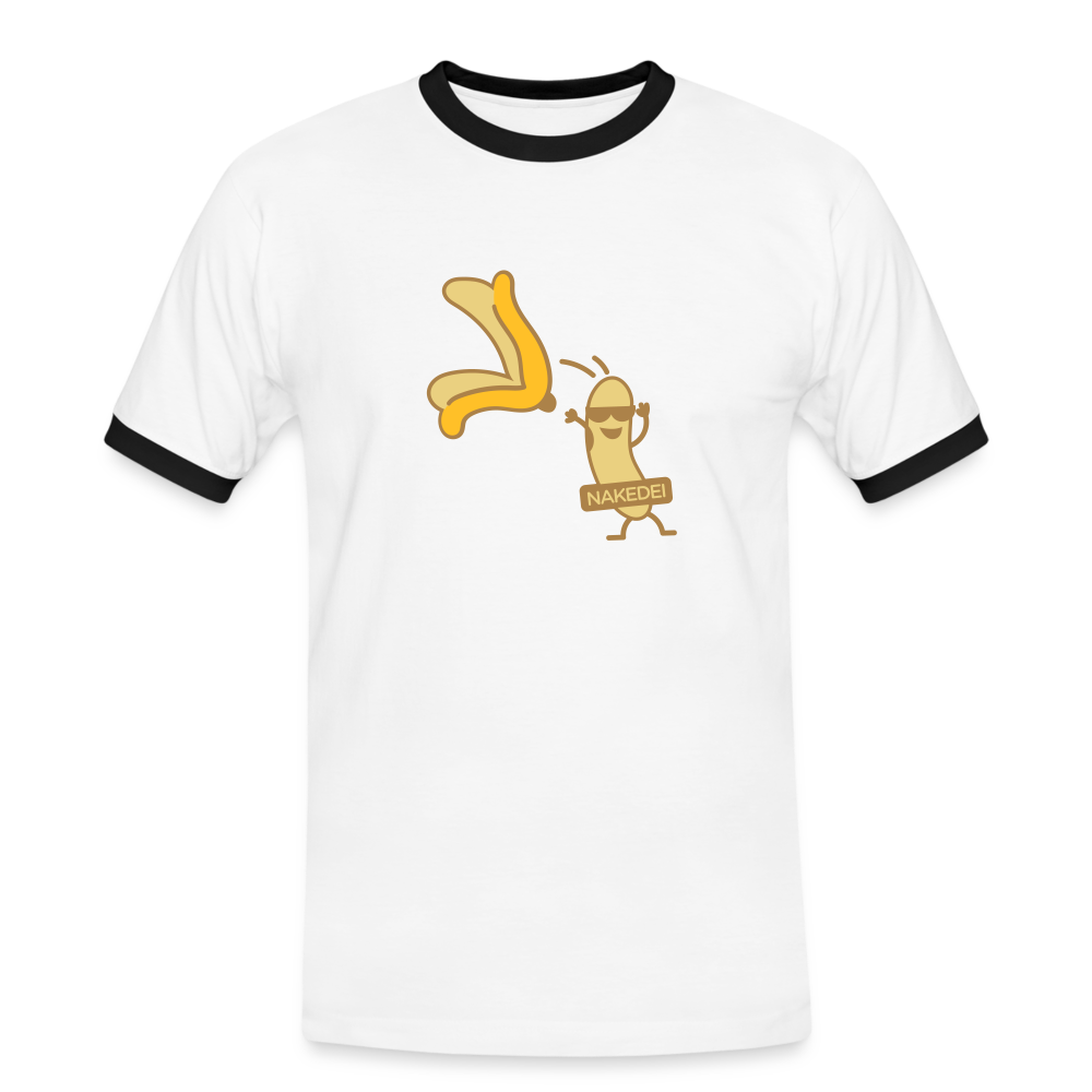 Nakedei - Männer Ringer T-Shirt - Weiß/Schwarz
