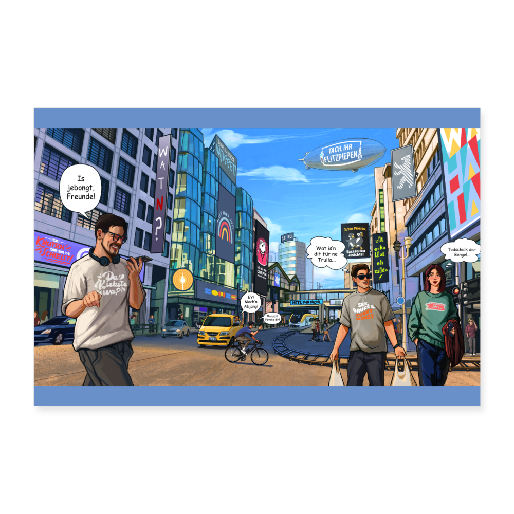 Schauze Straße - Poster 60x40 cm - weiß