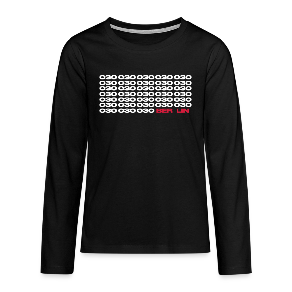 030 Berlin - Teenager Langarmshirt - Schwarz