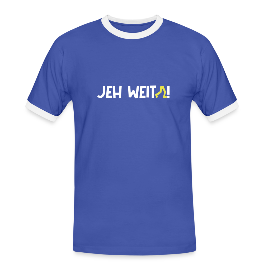 Jeh Weita! - Männer Ringer T-Shirt - Blau/Weiß
