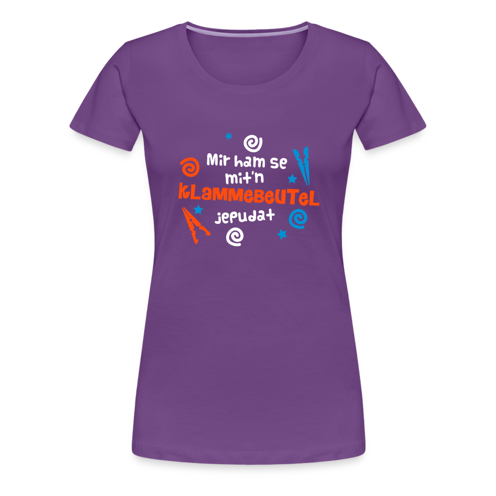 Mit'n Klammabeutel jepudat - Frauen Premium T-Shirt - Lila