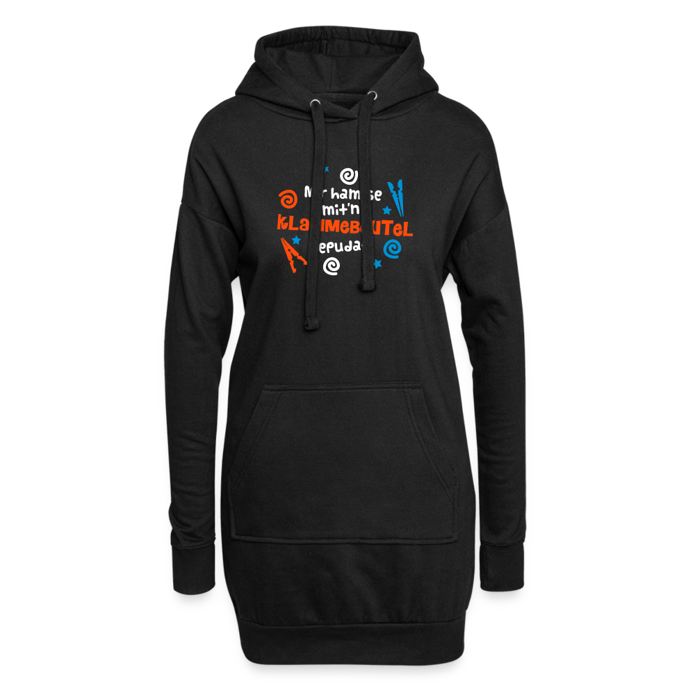 Mit'n Klammabeutel jepudat - Hoodie-Kleid - Schwarz