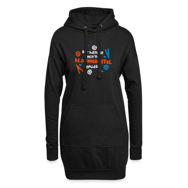 Mit'n Klammabeutel jepudat - Hoodie-Kleid - Schwarz