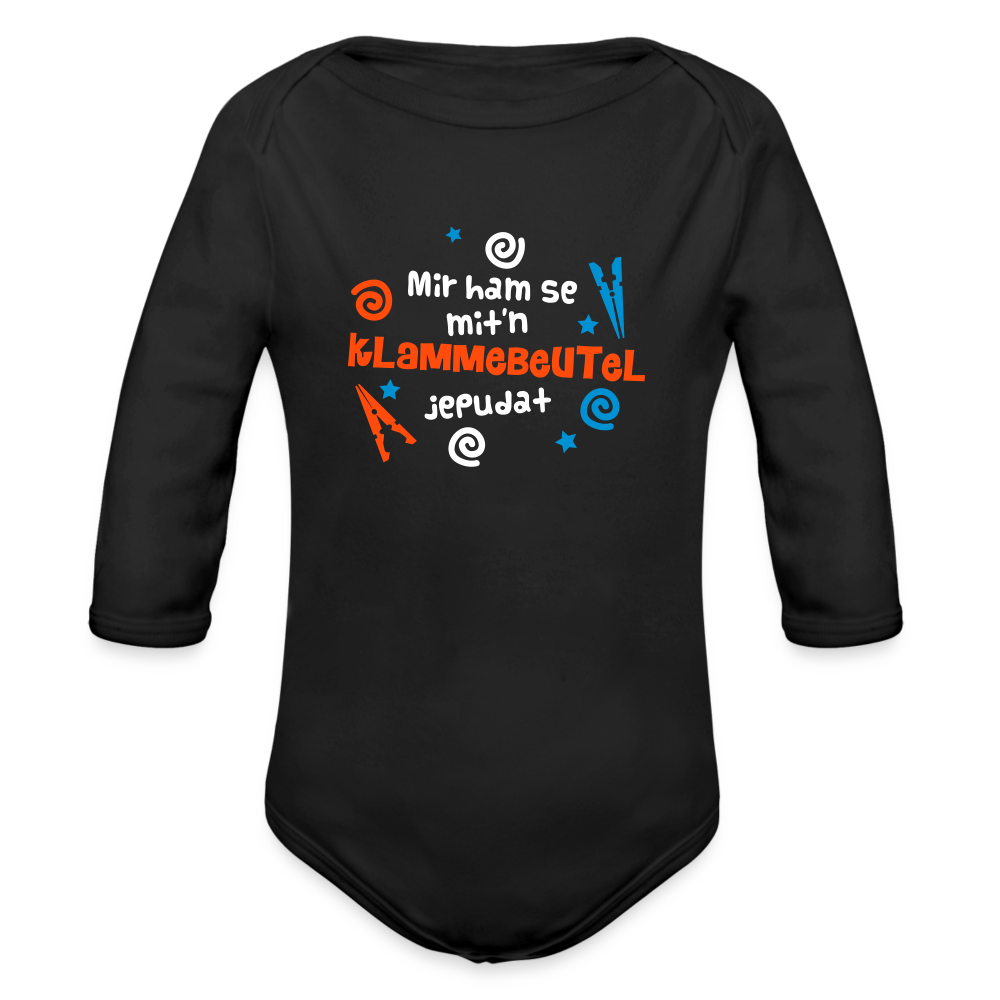 Mit'n Klammabeutel jepudat - Bio-Langarmbody - Schwarz