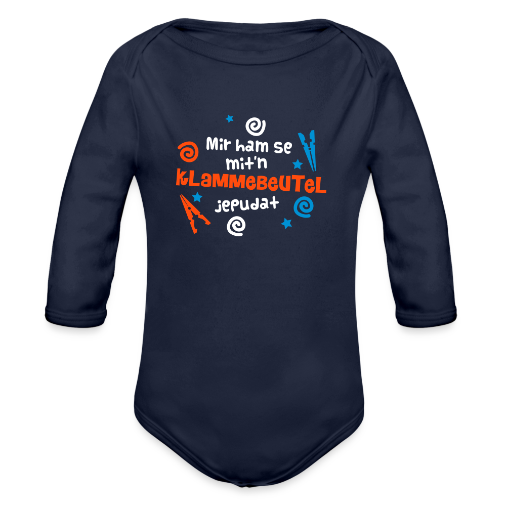 Mit'n Klammabeutel jepudat - Bio-Langarmbody - Dunkelnavy
