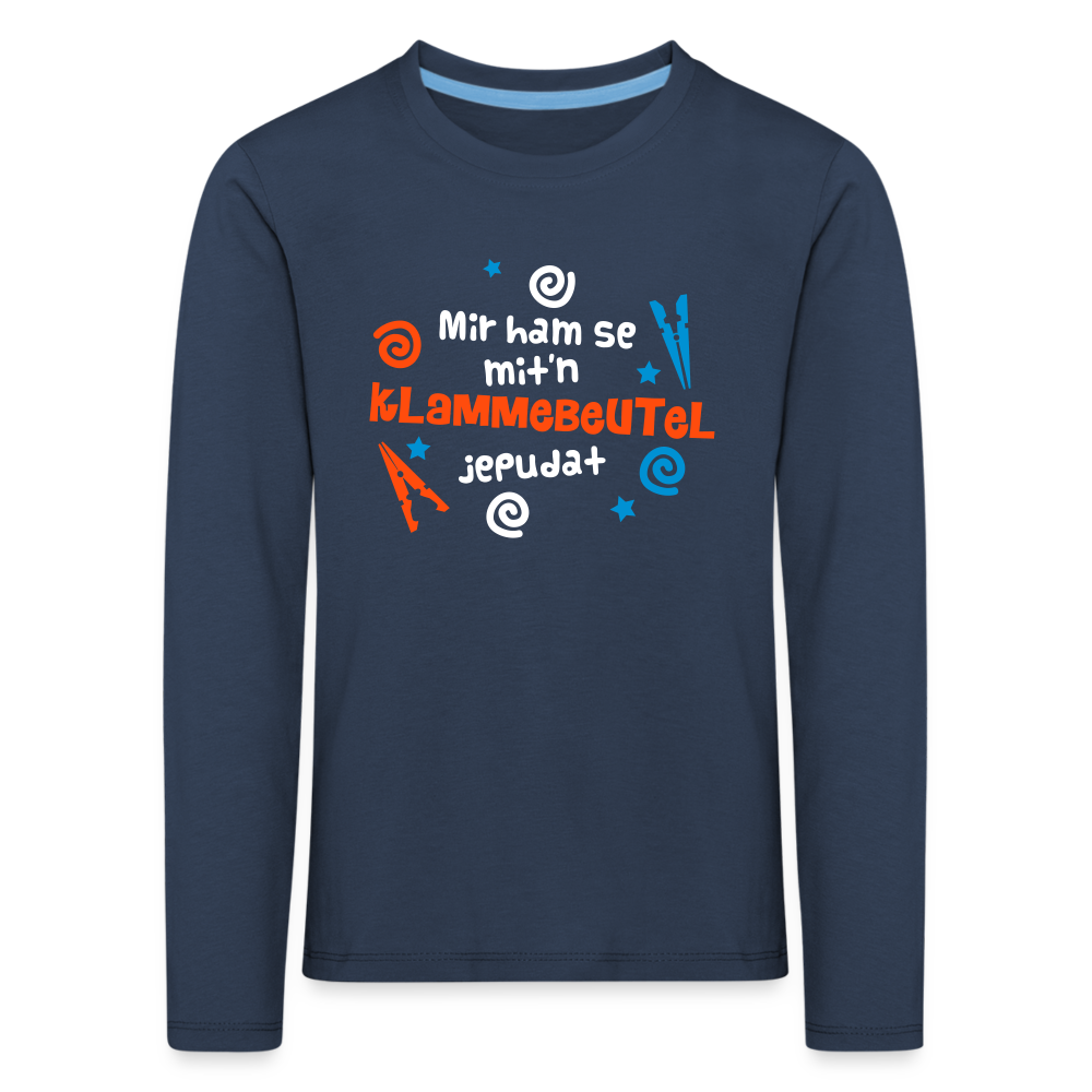 Mit'n Klammabeutel jepudat - Kinder Langarmshirt - Navy