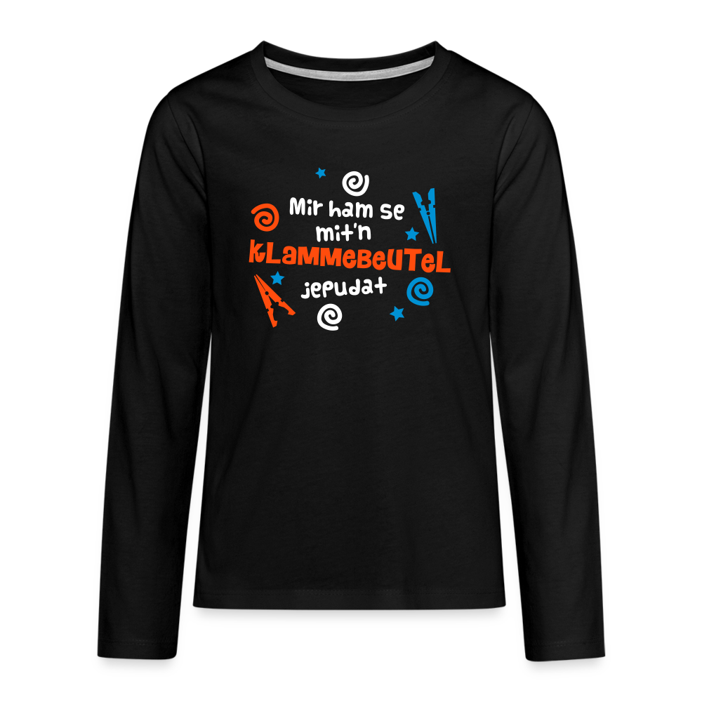 Mit'n Klammabeutel jepudat - Teenager Langarmshirt - Schwarz