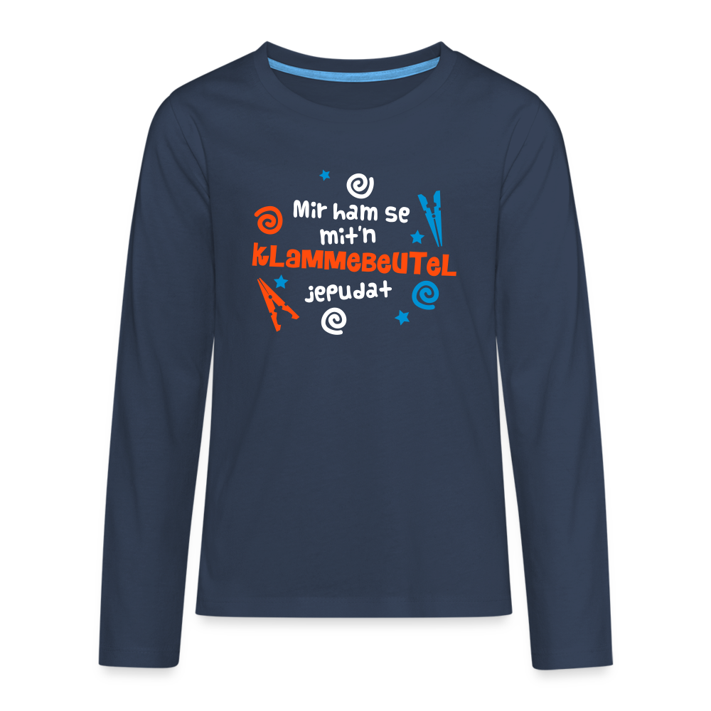 Mit'n Klammabeutel jepudat - Teenager Langarmshirt - Navy