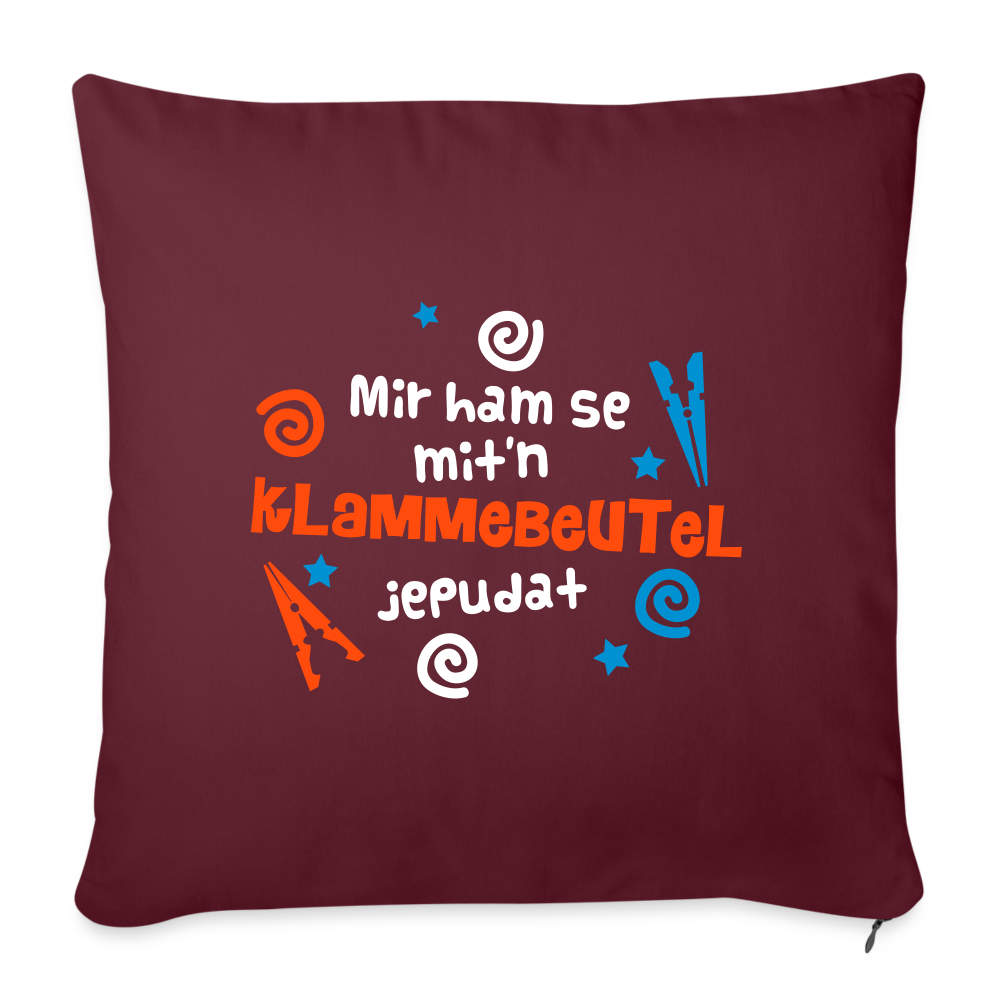 Mit'n Klammabeutel jepudat - Sofakissen mit Füllung (45 x 45 cm) - Burgunderrot
