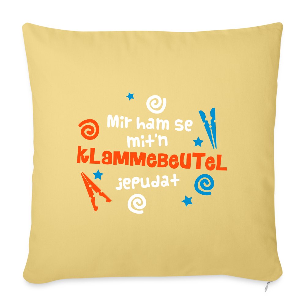 Mit'n Klammabeutel jepudat - Sofakissen mit Füllung (45 x 45 cm) - Hellgelb