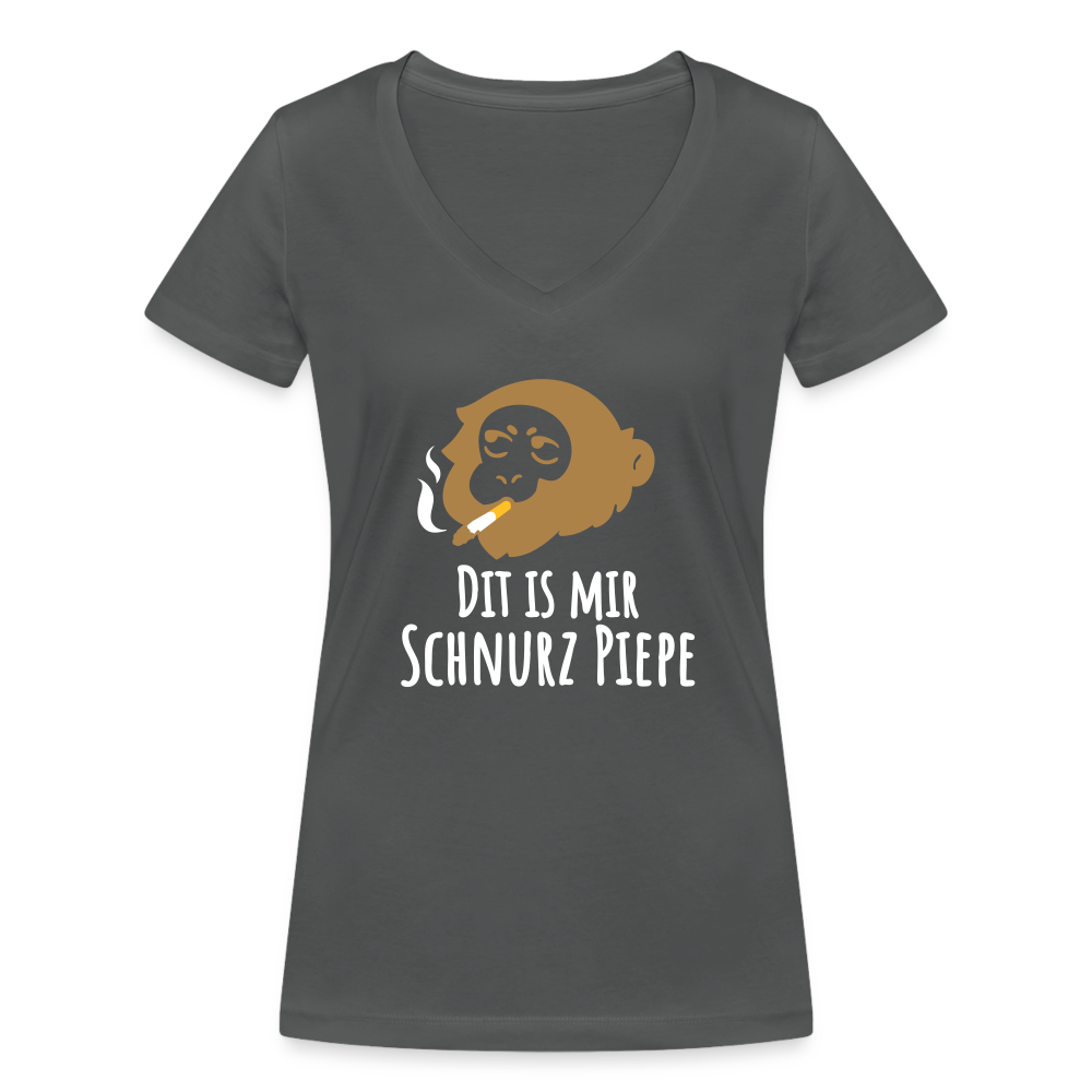 Dit is mir Schnurz Affe - Frauen Bio V-Neck T-Shirt - Anthrazit