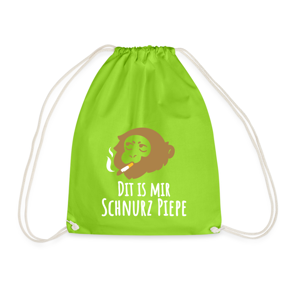 Dit is mir Schnurz Affe - Turnbeutel - Neongrün
