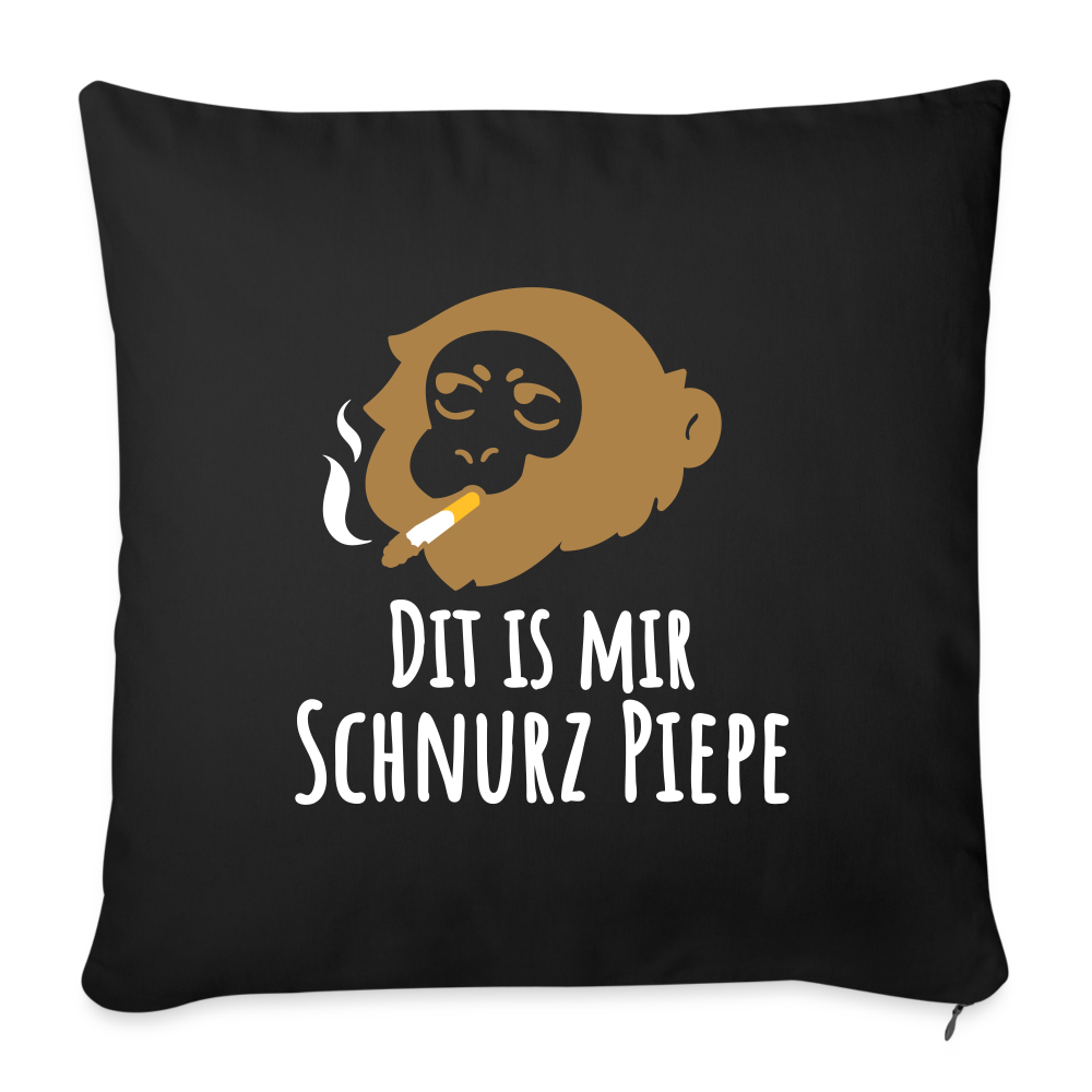 Dit is mir Schnurz Affe - Sofakissenbezug (45 x 45 cm) - Schwarz
